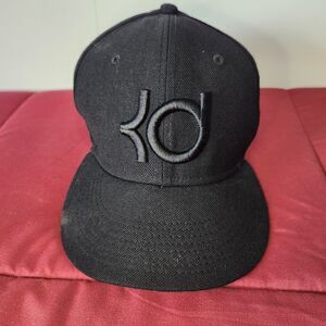 Nike KD True Snapback Hat Black on Black Kevin Durant Logo Wool Cap OSFA NBA